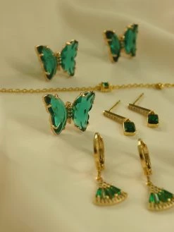 Gabi The Label RIKA Butterfly Earstuds - Emerald Green *S925 Earposts