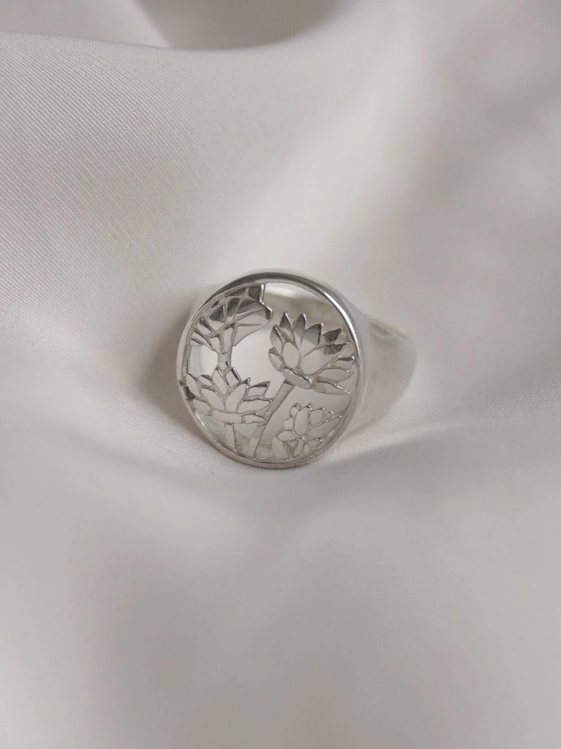 Gabi The Label 3 LOTUSES Signet Ring // GABI EXCLUSIVE
