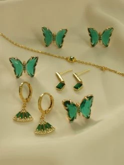 Gabi The Label RIKA Butterfly Earstuds - Emerald Green *S925 Earposts