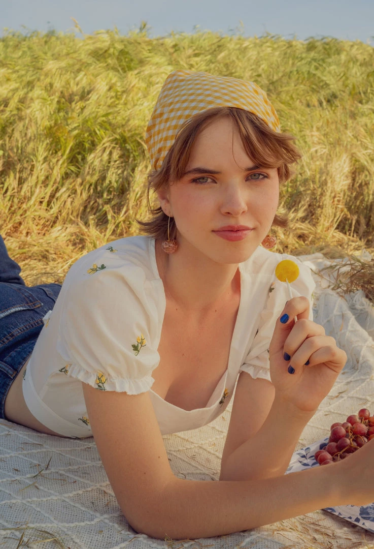 Gabi The Label MIKA Floral Cherry Earrings - Clear Pink *Gold-plated Stems