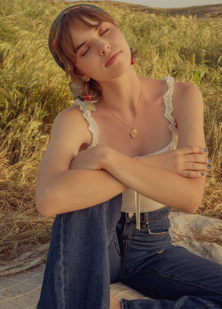 Gabi The Label MIKA Floral Cherry Earrings - Red *Gold-plated Stems