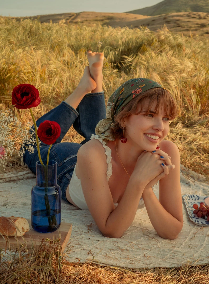 Gabi The Label MIKA Floral Cherry Earrings - Red *Gold-plated Stems