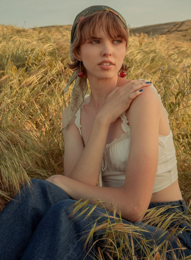 Gabi The Label MIKA Floral Cherry Earrings - Red *Gold-plated Stems