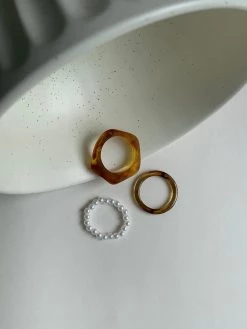 Gabi The Label Set Of 3 Rings - Brown