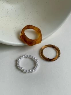 Gabi The Label Set Of 3 Rings - Brown