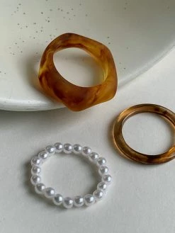 Gabi The Label Set Of 3 Rings - Brown