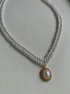 Gabi The Label Layered Pearl Pendant Necklace