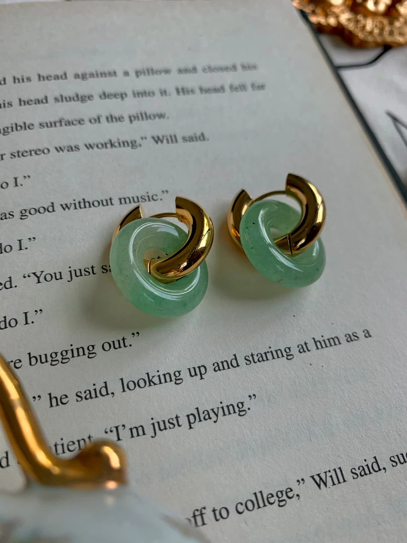 Gabi The Label EARRINGS Donut Hoops - Green Aventurine