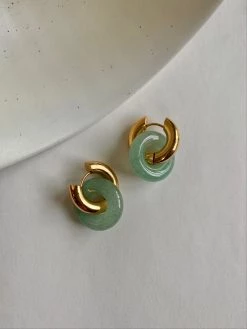 Gabi The Label EARRINGS Donut Hoops - Green Aventurine