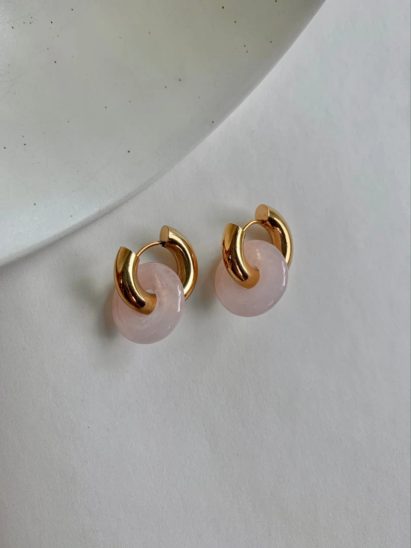 Gabi The Label Donut Hoops - Rose Quartz EARRINGS