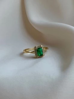 Gabi The Label Emerald Rectangular Gemstone Ring