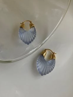 Gabi The Label EARRINGS Sculptural Hoops - Cornflower Blue