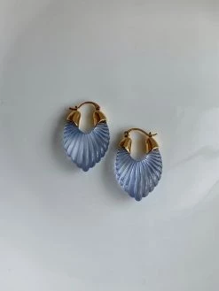 Gabi The Label EARRINGS Sculptural Hoops - Cornflower Blue