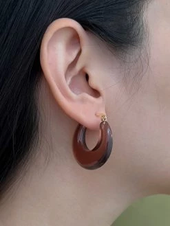 Gabi The Label Vintage Acrylic Cradle Hoops - Purple Taupe EARRINGS