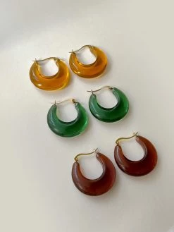 Gabi The Label Vintage Acrylic Cradle Hoops - Purple Taupe EARRINGS