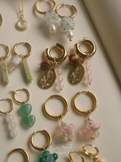 Gabi The Label Mismatched Stone Hoop Earrings - Aventurine