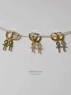 Gabi The Label Ankh Huggies - Blue Gemstones