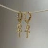 Gabi The Label EARRINGS Ankh Pavé Huggies - Clear Gemstones
