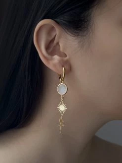 Gabi The Label Ankh And Crescent Moon Mismatched Hoops EARRINGS