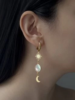 Gabi The Label Ankh And Crescent Moon Mismatched Hoops EARRINGS