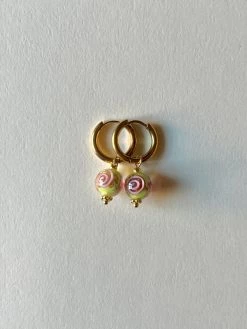 Gabi The Label Little Hoops With Eclectic Glass Beads - Green Apple EARRINGS