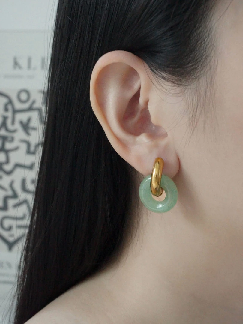 Gabi The Label EARRINGS Donut Hoops - Green Aventurine