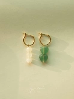 Gabi The Label Mismatched Stone Hoop Earrings - Aventurine