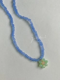 Gabi The Label Beaded Flower Choker - Cornflower Blue