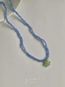 Gabi The Label Beaded Flower Choker - Cornflower Blue