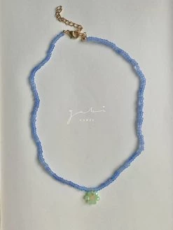 Gabi The Label Beaded Flower Choker - Cornflower Blue