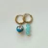 Gabi The Label Flower Cloisonne & Little Stone Mismatched Hoops - Blue EARRINGS