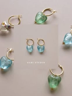 Gabi The Label Glass Heart Hoops - Sky *18K Gold-plated EARRINGS