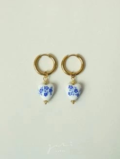 Gabi The Label Ceramic Heart Hoop Earrings - Blue
