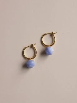 Gabi The Label EARRINGS Little Stone Hoops - Cornflower Blue *18K Gold-plated