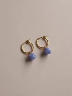 Gabi The Label EARRINGS Little Stone Hoops - Cornflower Blue *18K Gold-plated