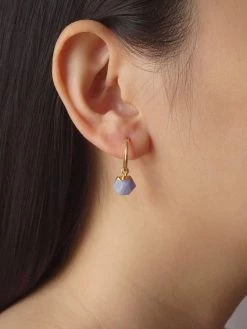 Gabi The Label EARRINGS Little Stone Hoops - Cornflower Blue *18K Gold-plated