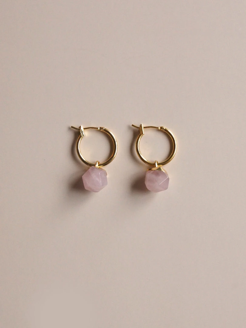 Gabi The Label Little Stone Hoops - Blush Pink *18K Gold-plated EARRINGS