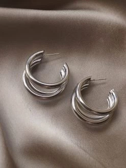 Gabi The Label [ Hoops ] Bold Triple Hoops - Silver *Platinum-plated