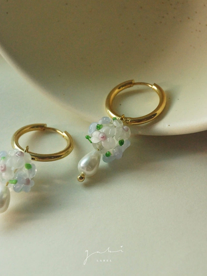 Gabi The Label Glass Flower Bouquet Hoop Earrings