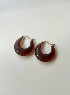 Gabi The Label Vintage Acrylic Cradle Hoops - Purple Taupe EARRINGS