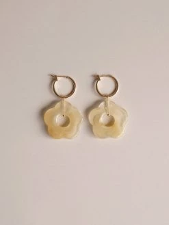 Gabi The Label EARRINGS Little Flower Hoops - Marbled Oat *18K Gold-plated