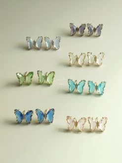 Gabi The Label EARRINGS Butterfly Earstuds - Clear *S925 Earposts