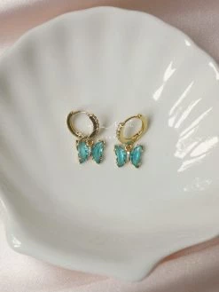 Gabi The Label Petite Butterfly Huggies - Aqua *14K Gold-plated