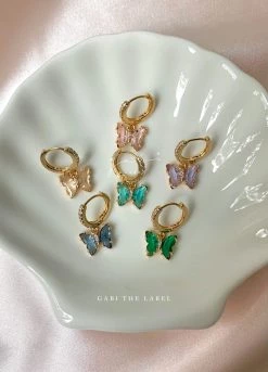 Gabi The Label EARRINGS Petite Butterfly Huggies - Lilac *14K Gold-plated