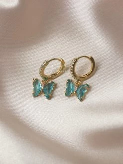 Gabi The Label Petite Butterfly Huggies - Aqua *14K Gold-plated