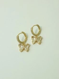 Gabi The Label EARRINGS Petite Butterfly Huggies - Clear *14K Gold-plated