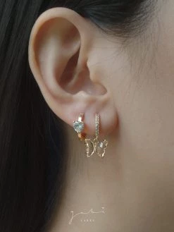 Gabi The Label EARRINGS Petite Butterfly Huggies - Clear *14K Gold-plated