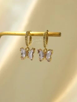Gabi The Label EARRINGS Petite Butterfly Huggies - Lilac *14K Gold-plated