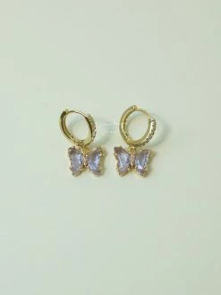 Gabi The Label EARRINGS Petite Butterfly Huggies - Lilac *14K Gold-plated