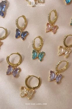 Gabi The Label EARRINGS Petite Butterfly Huggies - Lilac *14K Gold-plated